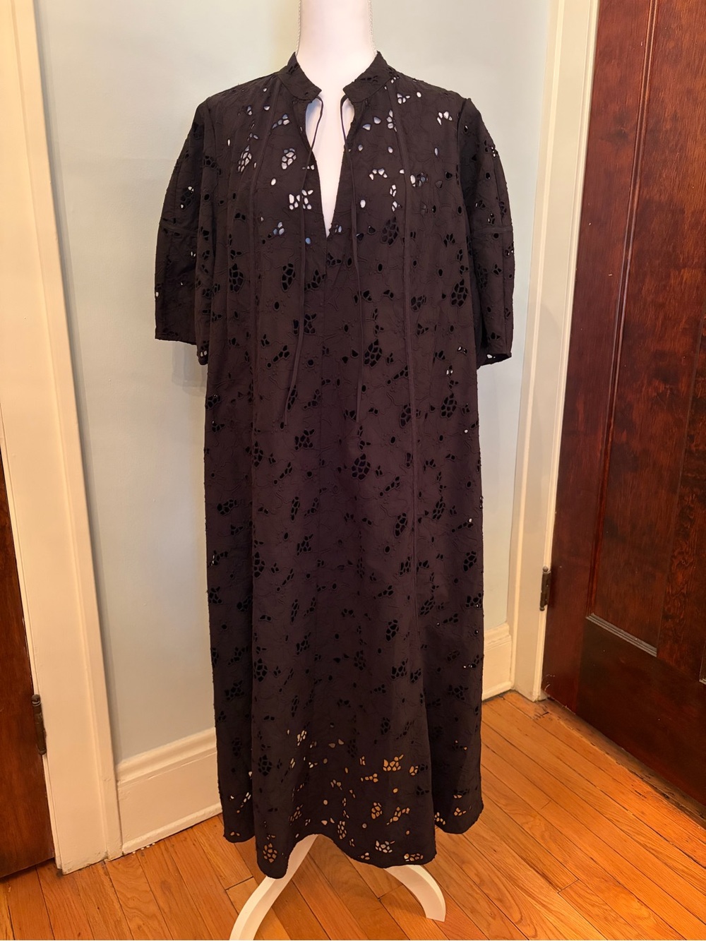 Everlane Black Eyelet Midi Dress XL 100% Organic Cotton
